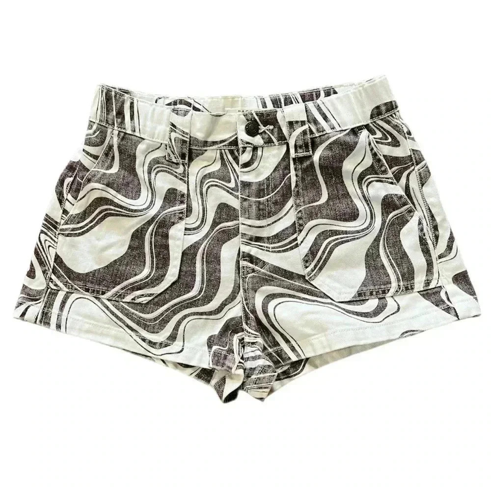 PacSun Mocha Swirl Elastic Waist Carpenter Shorts size S - Picture 2 of 7